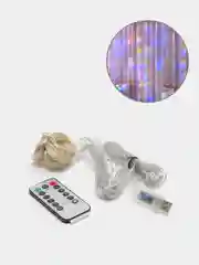 Прозрачный гирлянда-штора занавес 3х3 м LED с пультом и крючками для подвешивания