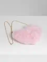 Розовый женская сумка "Сердце", плюшевая, через плечо, с цепочкой