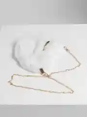 Белый женская сумка "Сердце", плюшевая, через плечо, с цепочкой