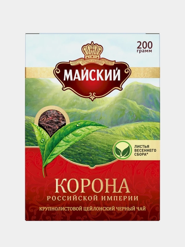 Чай крупнолистовой Майский "Корона Российской Империи", черный, 200 г
