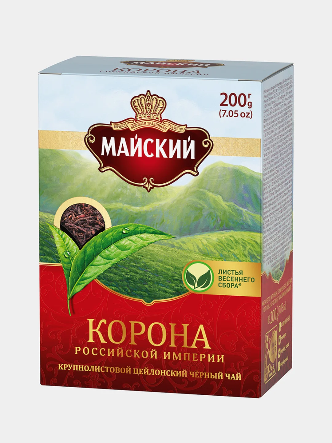 Чай крупнолистовой Майский "Корона Российской Империи", черный, 200 г