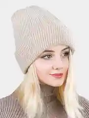 Бежевый шапка женская зимняя шерстяная, ангорка