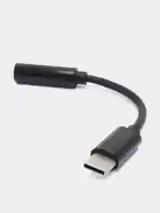 Черный переходник адаптер Type-C на 3.5 mm jack