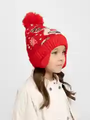 Алый шапка зимняя, детская, светящаяся