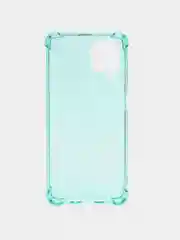 Бирюзовый чехол прозрачный для Samsung Galaxy A22 4G, M22, M32 противоударный, неоновый