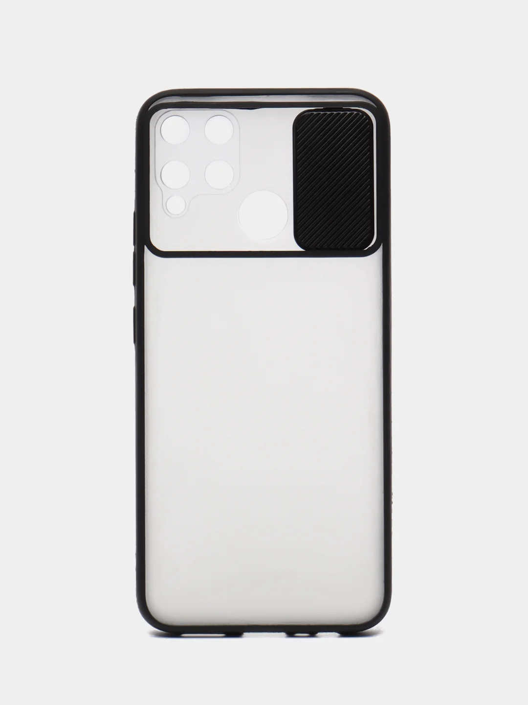 Черный чехол для Realme C25 / C25S / C12 / Narzo 50A, с задвижным окном для защиты камеры