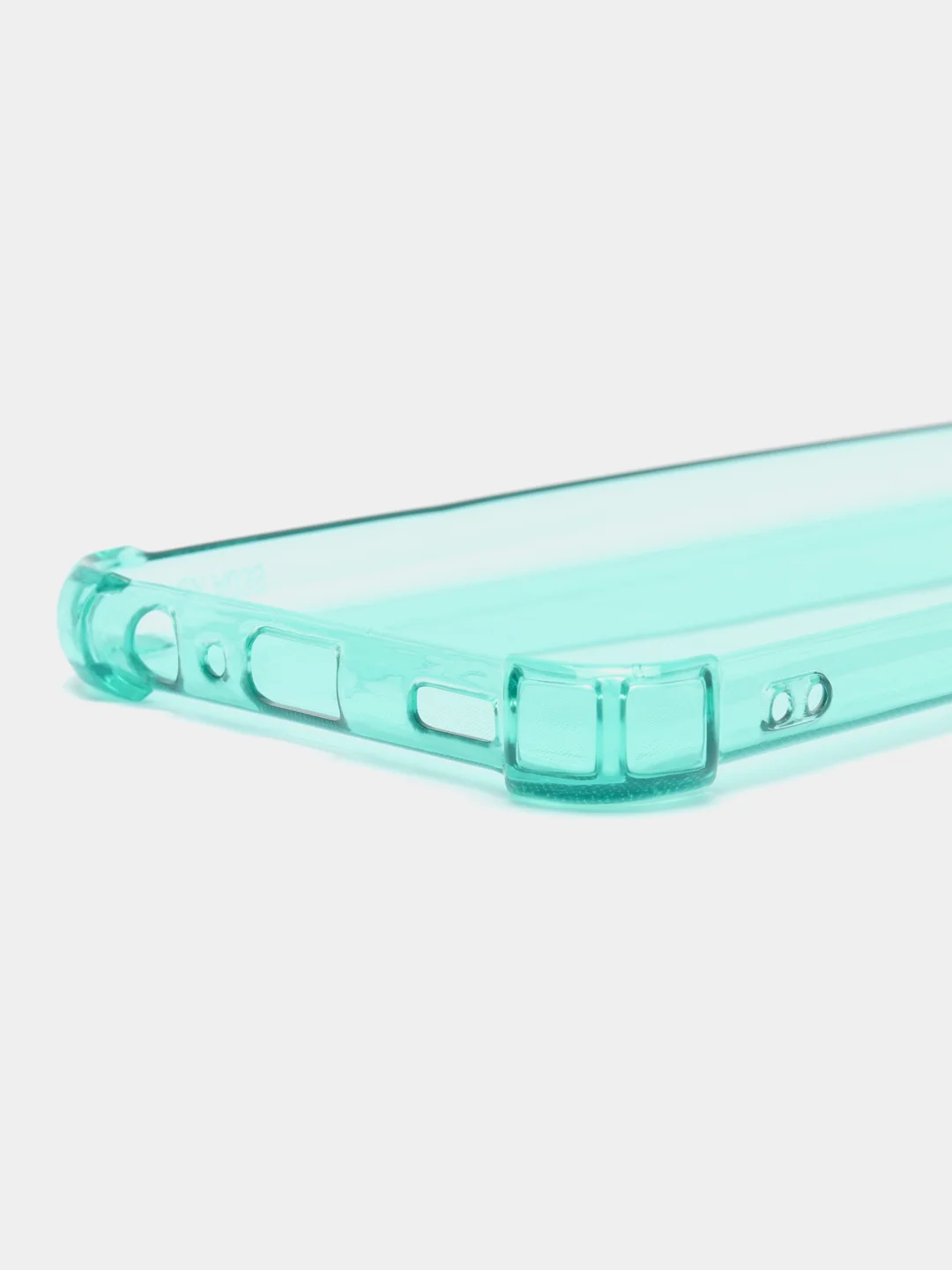 Бирюзовый чехол прозрачный на Samsung Galaxy A02s, Самсунг А02с противоударный, с неоновым оттенком