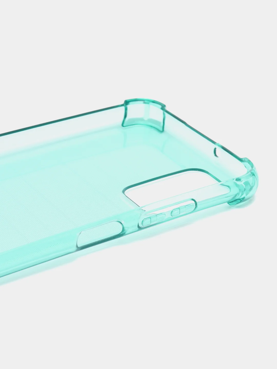 Бирюзовый чехол прозрачный на Samsung Galaxy A02s, Самсунг А02с противоударный, с неоновым оттенком