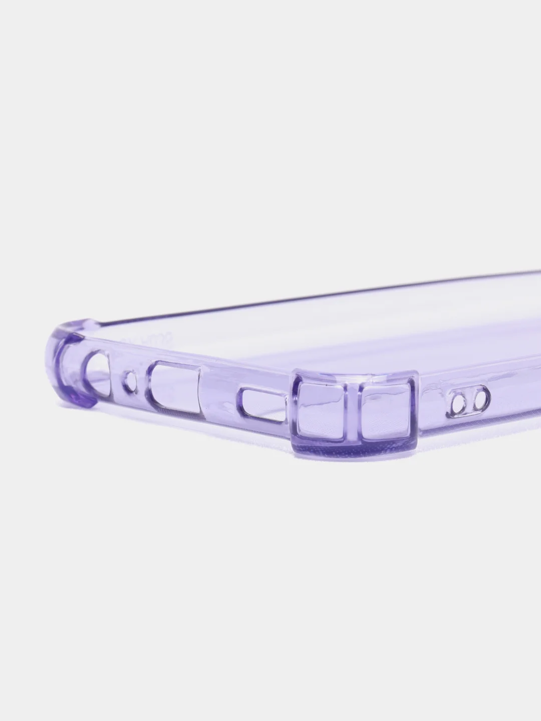 Сиреневый чехол прозрачный на Samsung Galaxy A02s, Самсунг А02с противоударный, с неоновым оттенком