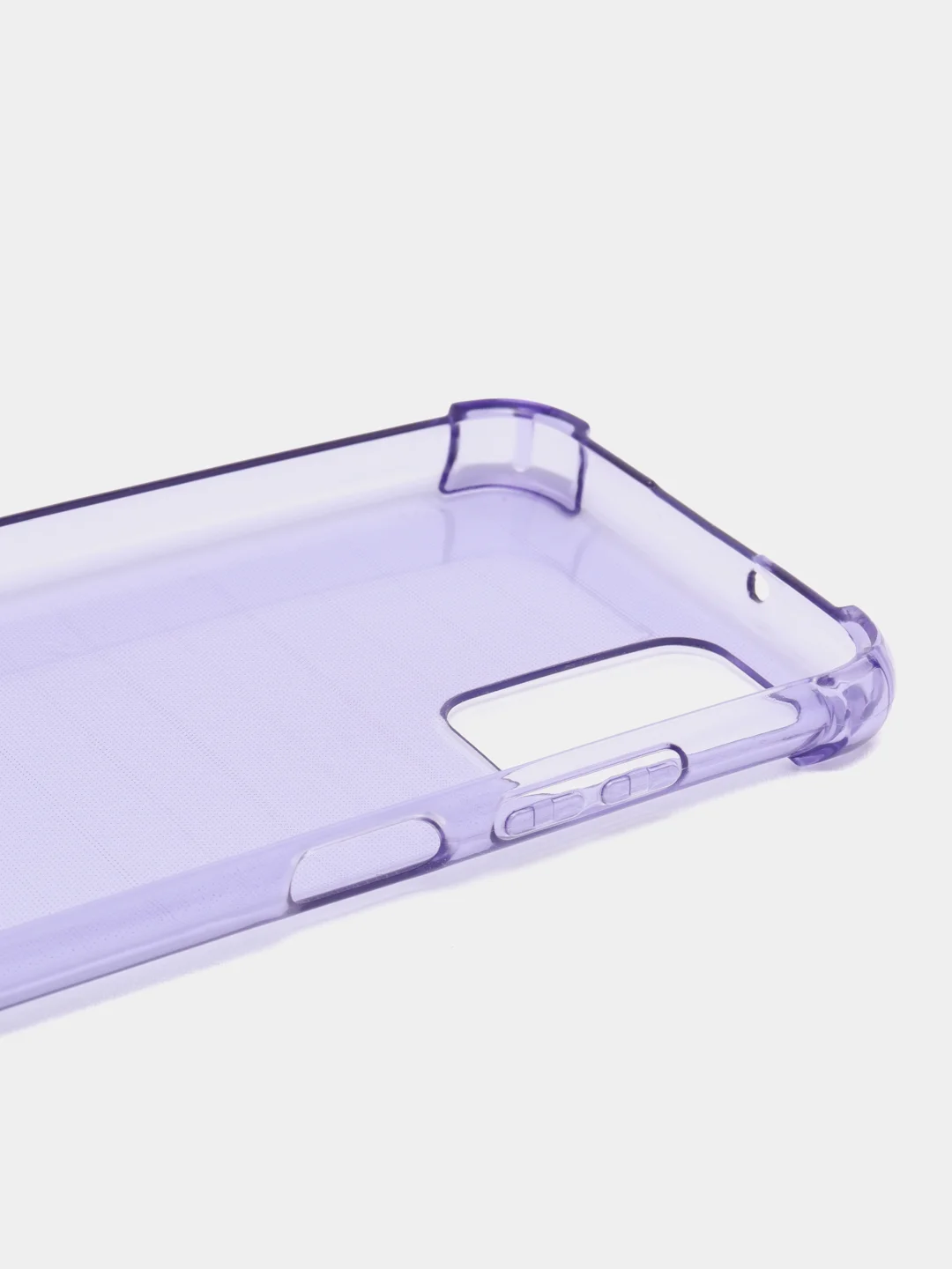 Сиреневый чехол прозрачный на Samsung Galaxy A02s, Самсунг А02с противоударный, с неоновым оттенком