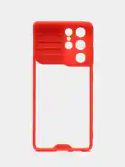 Красный чехол для Samsung S21 Ultra, с задвижным окном для защиты камеры