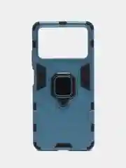 Синий меланж чехол противоударный с кольцом-держателем на Xiaomi Poco X4 Pro 5G (Сяоми Поко Х4 Про 5G)