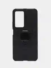 Черный чехол противоударный на Xiaomi Poco F4, с кольцом-держателем