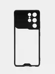 Черный чехол для Samsung S21 Ultra, с задвижным окном для защиты камеры