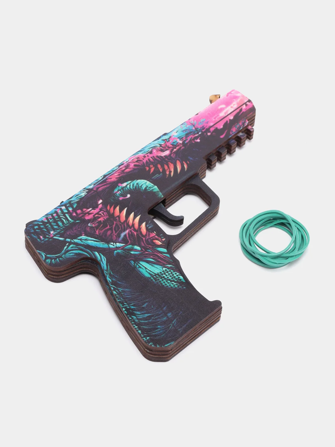 Черный резинкострел пистолет Five-Seven из CS:GO, 6 скинов, дерево