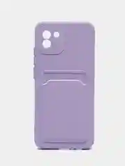 Лавандовый чехол для Samsung Galaxy A03, силиконовый, с карманом для карты
