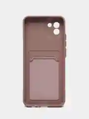 Бежевый меланж чехол для Samsung Galaxy A03, силиконовый, с карманом для карты