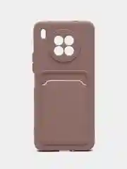 Бежевый меланж чехол силиконовый для Honor 50 Lite, Huawei Nova 8i, Хонор 50 Лайт, с карманом для карты