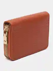 Терракотовый кошелек однотонный на молнии, для визиток, пластиковых карт