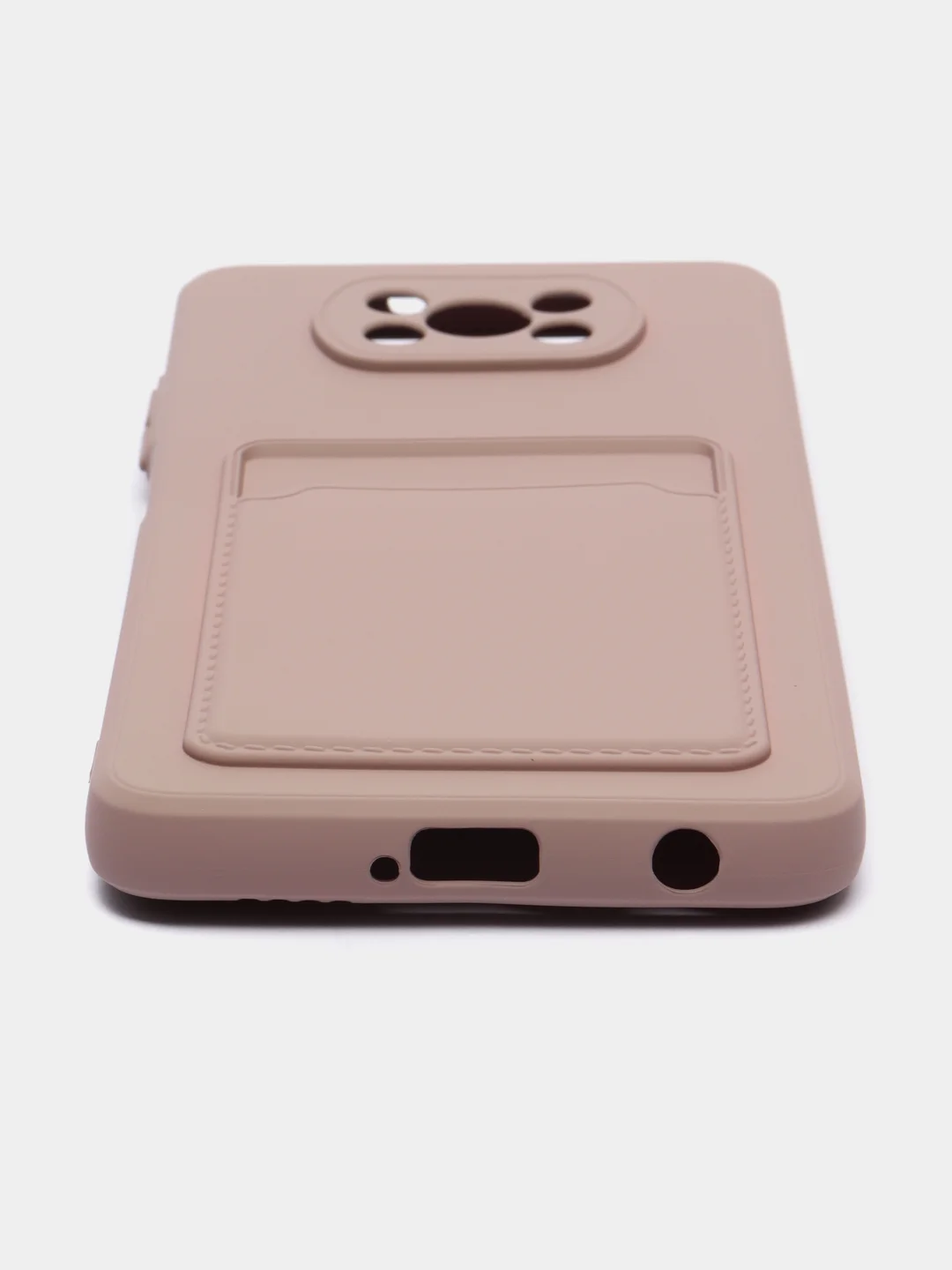 Бежевый меланж чехол Poco X3 / Poco X3 Pro (Поко Х3 Про) силиконовый с карманом для карты
