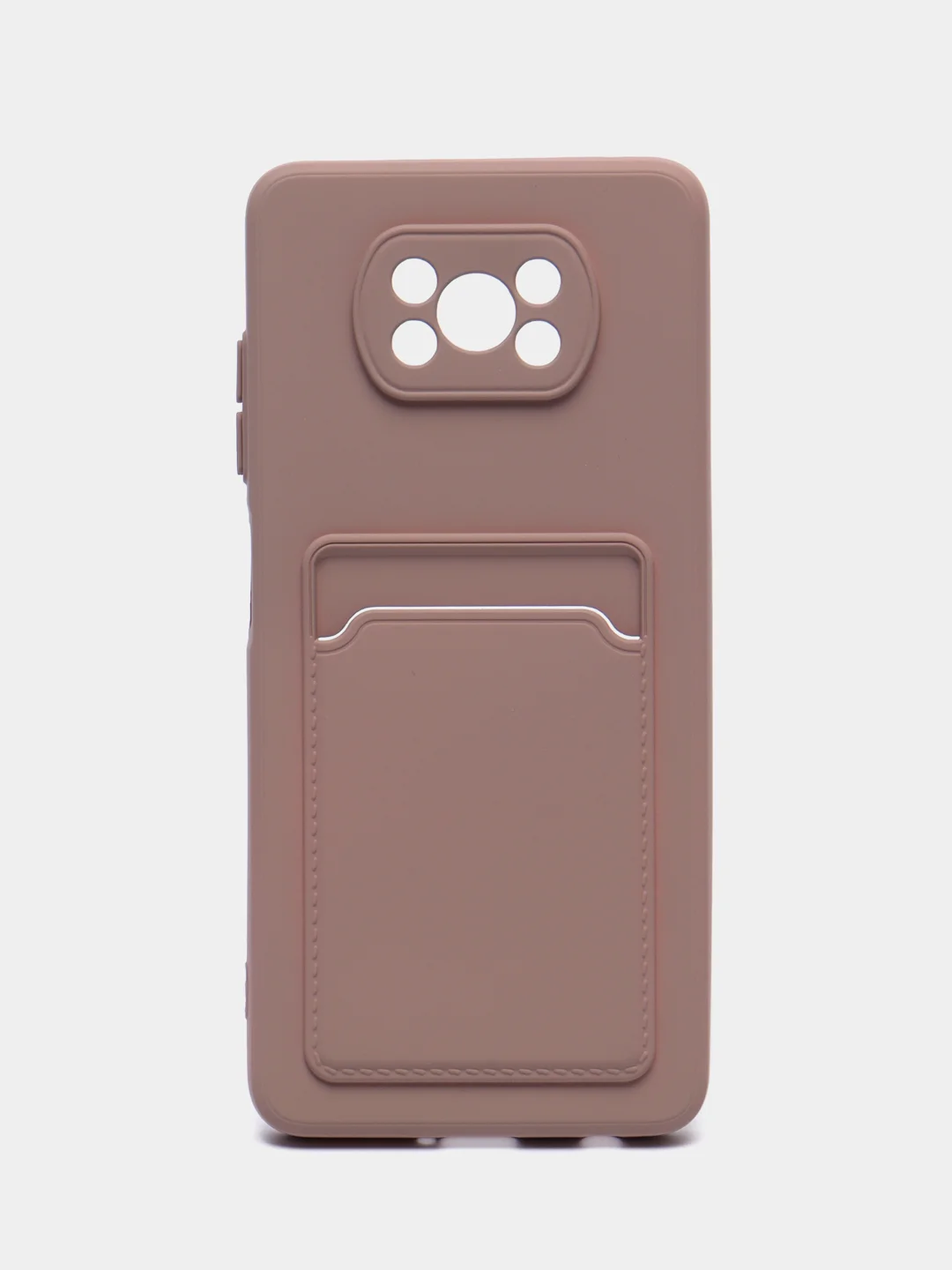 Бежевый меланж чехол Poco X3 / Poco X3 Pro (Поко Х3 Про) силиконовый с карманом для карты