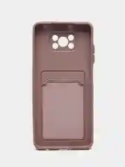 Бежевый меланж чехол Poco X3 / Poco X3 Pro (Поко Х3 Про) силиконовый с карманом для карты