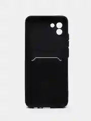 Черный чехол для Samsung Galaxy A03, силиконовый, с карманом для карты