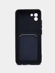 Темно-синий чехол для Samsung Galaxy A03, силиконовый, с карманом для карты