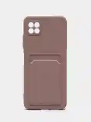 Бежевый меланж чехол Samsung Galaxy A22s / A22 5G Самсунг Галакси А22с силиконовый с карманом для карты