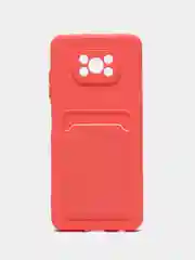 Коралловый чехол Poco X3 / Poco X3 Pro (Поко Х3 Про) силиконовый с карманом для карты