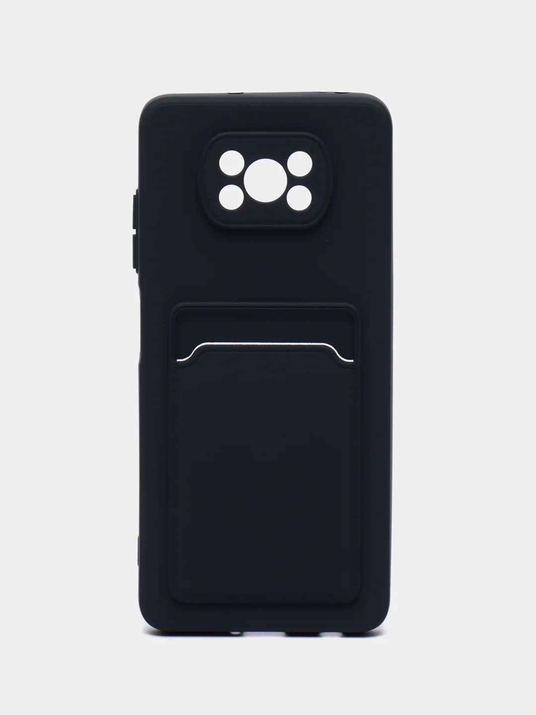 Темно-синий чехол Poco X3 / Poco X3 Pro (Поко Х3 Про) силиконовый с карманом для карты