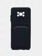 Темно-синий чехол Poco X3 / Poco X3 Pro (Поко Х3 Про) силиконовый с карманом для карты