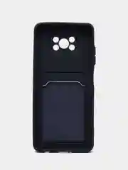 Темно-синий чехол Poco X3 / Poco X3 Pro (Поко Х3 Про) силиконовый с карманом для карты