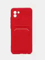 Красный чехол для Samsung Galaxy A03, силиконовый, с карманом для карты