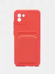 Коралловый чехол для Samsung Galaxy A03, силиконовый, с карманом для карты