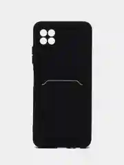 Черный чехол Samsung Galaxy A22s / A22 5G Самсунг Галакси А22с силиконовый с карманом для карты