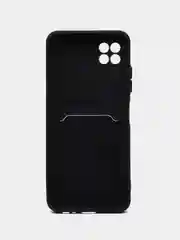 Черный чехол Samsung Galaxy A22s / A22 5G Самсунг Галакси А22с силиконовый с карманом для карты