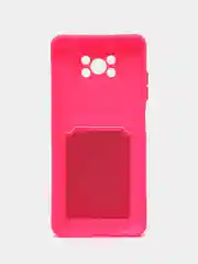 Фуксия чехол Poco X3 / Poco X3 Pro (Поко Х3 Про) силиконовый с карманом для карты