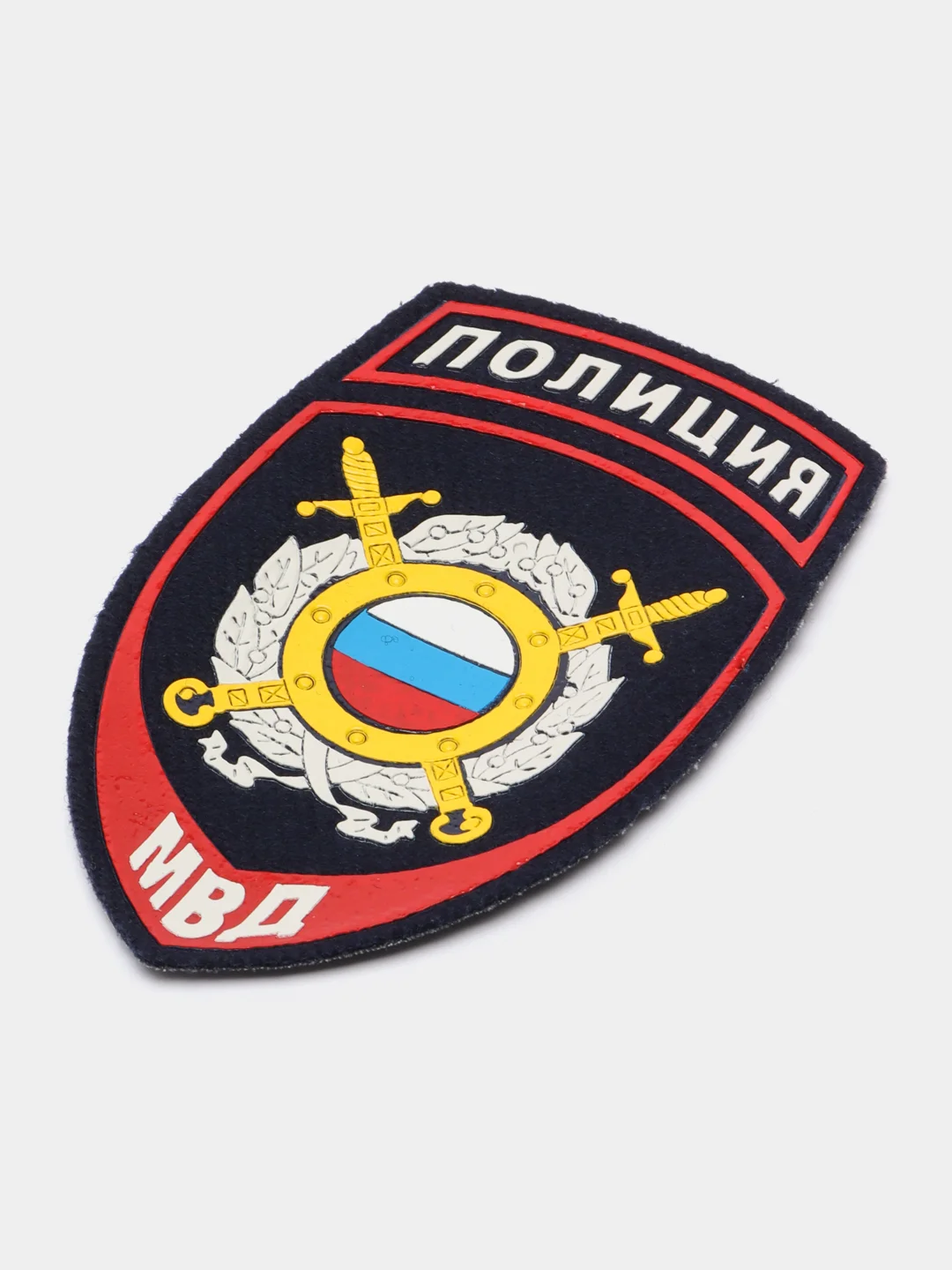 Черный нашивка шеврон вышитый и пластизолевый "Полиция МВД"