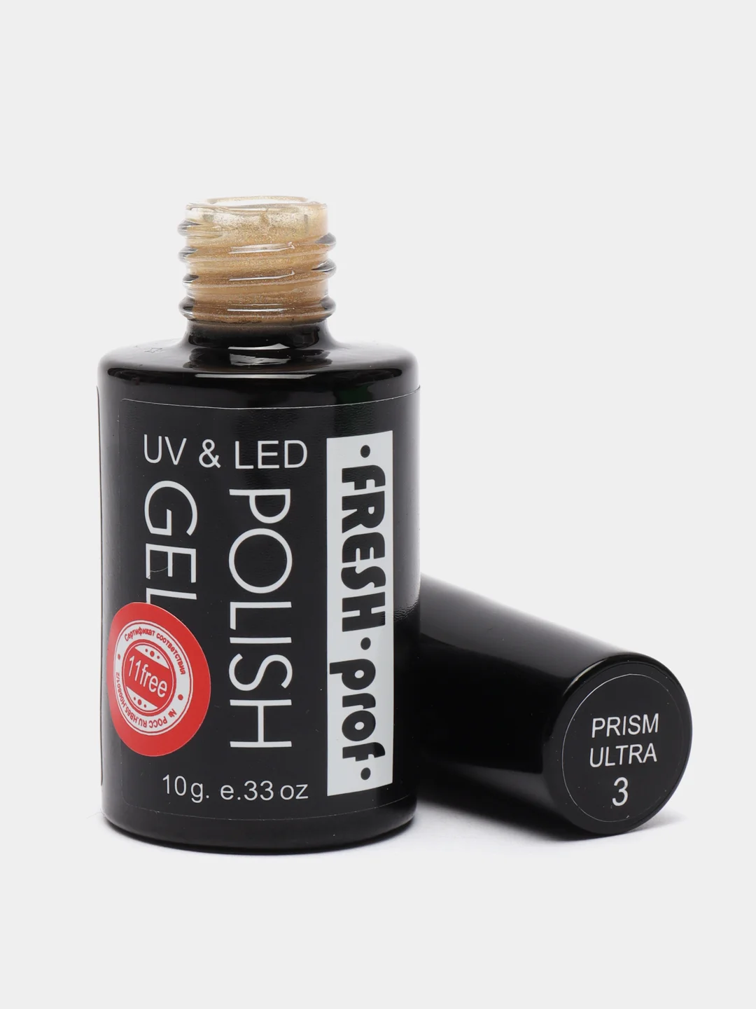 Золотой гель-лак для ногтей Fresh Prof Prism Ultra, 10г с шиммером глиттером блеском светоотражающ
