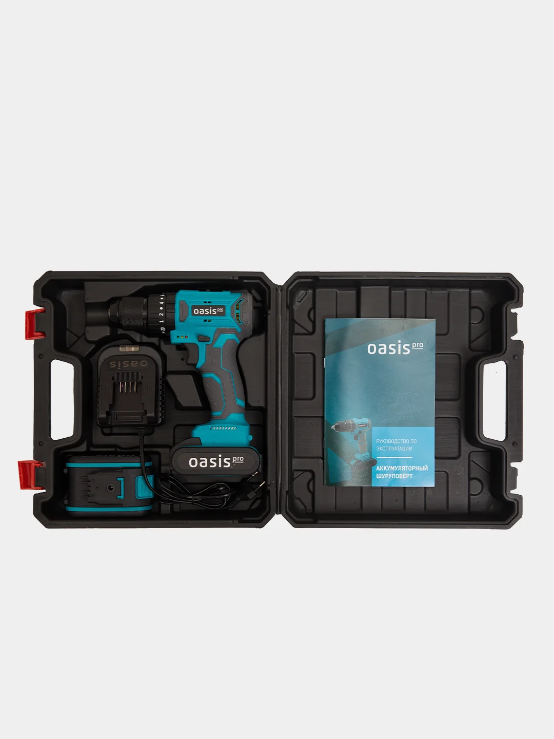 Голубой аккумуляторный шуруповерт Oasis ASU-14V Pro, ударный, бесщеточный