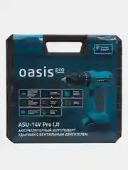 Голубой аккумуляторный шуруповерт Oasis ASU-14V Pro, ударный, бесщеточный