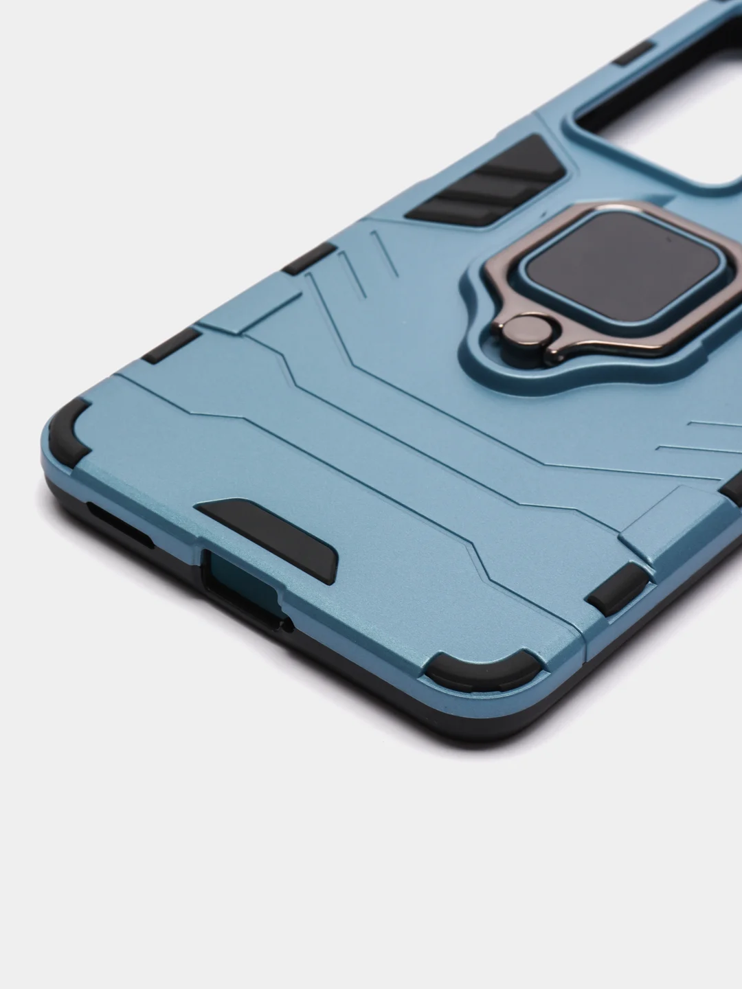 Синий меланж чехол противоударный на Xiaomi Poco F4, с кольцом-держателем