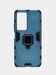 Синий меланж чехол противоударный на Xiaomi Poco F4, с кольцом-держателем