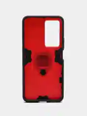 Красный чехол противоударный на Xiaomi Poco F4, с кольцом-держателем