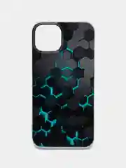 Бирюзовый силиконовый чехол на Apple iPhone 14 / Айфон 14 прозрачный, с рисунком, защита камеры