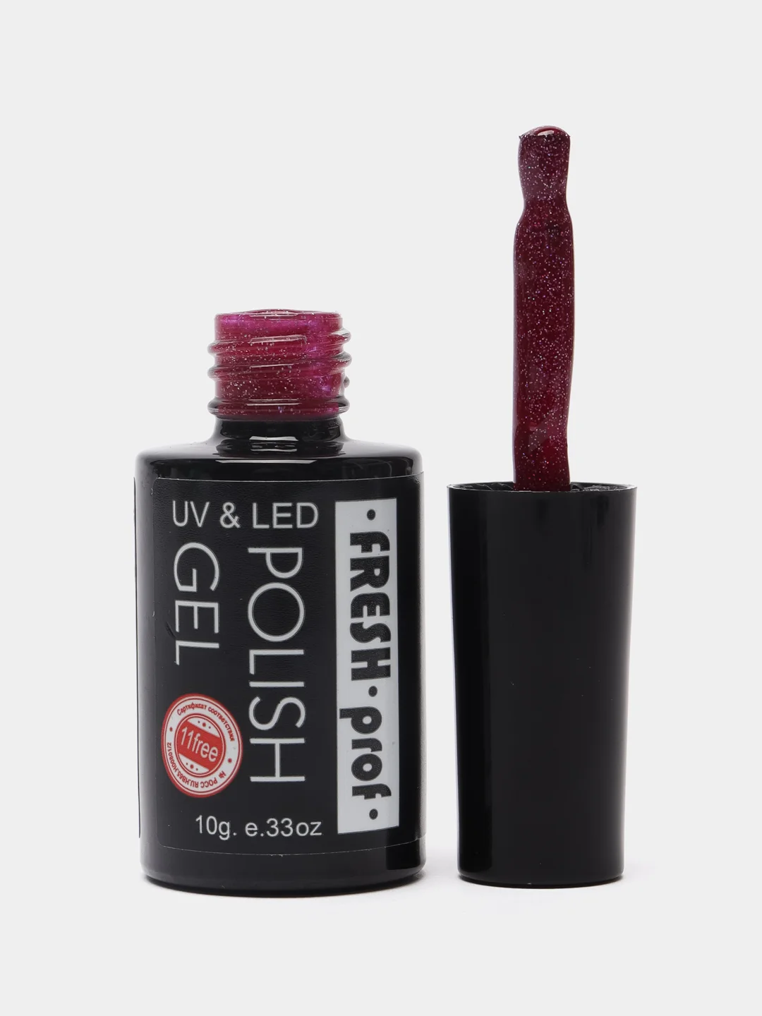 Бордовый гель лак для ногтей Fresh Prof Charmel, 10г с глиттером, бордовый, бежевый, голубой