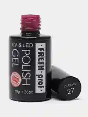 Бордовый гель лак для ногтей Fresh Prof Charmel, 10г с глиттером, бордовый, бежевый, голубой