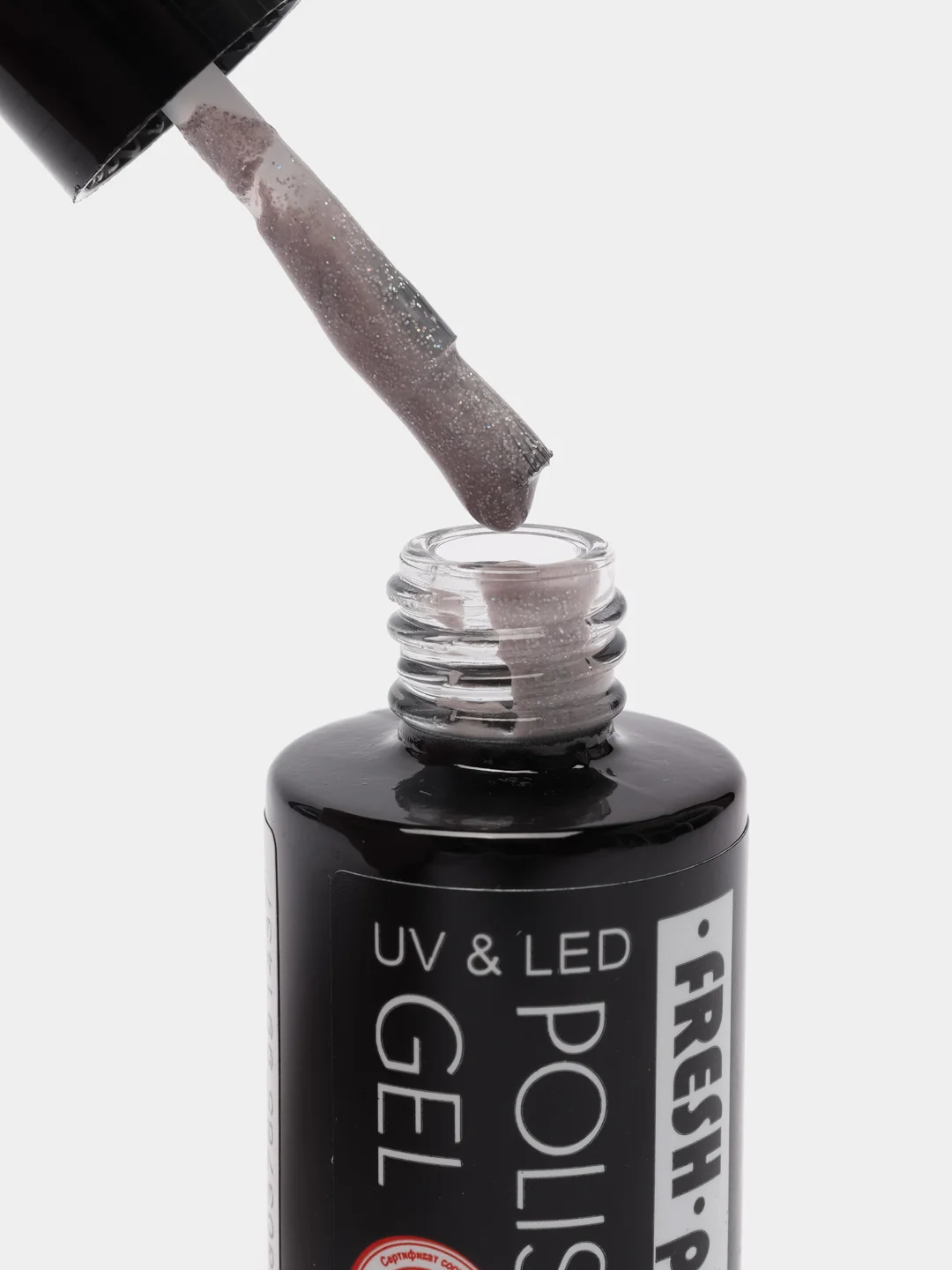 Бежевый меланж гель лак для ногтей Fresh Prof Charmel, 10г с глиттером, бордовый, бежевый, голубой