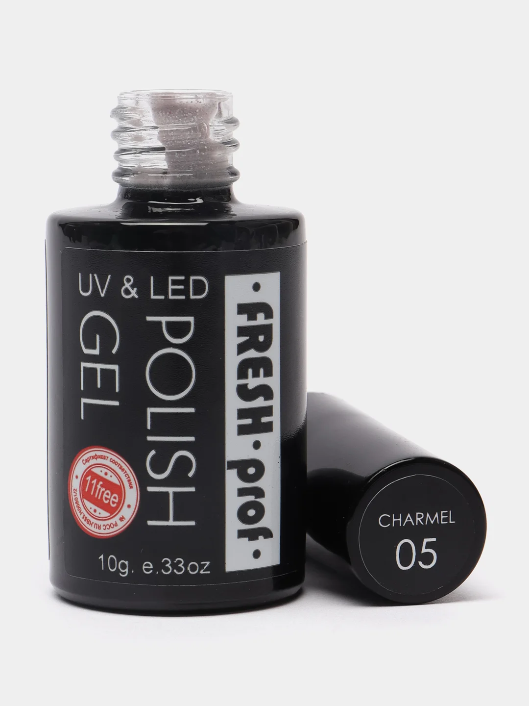 Бежевый меланж гель лак для ногтей Fresh Prof Charmel, 10г с глиттером, бордовый, бежевый, голубой